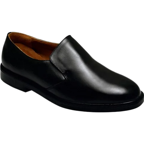 Wizfort Men's Leather Plain Toe Traditional Loafer - Black