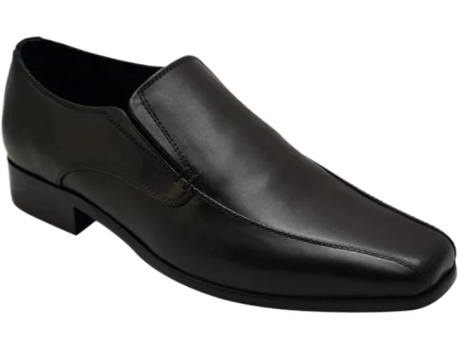 Wizfort Men's Leather Sole Bicycle Toe Loafer - Black