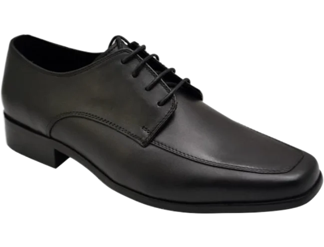 Wizfort Men's Leather Sole Moc Toe Oxford - Black